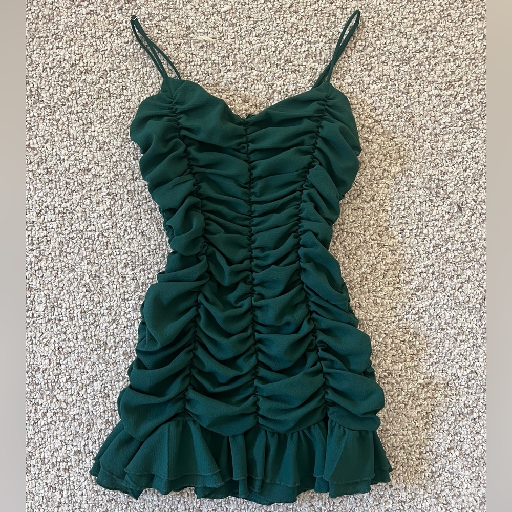 Lucy in the Sky Remi Ruched Bodycon Dress in Green